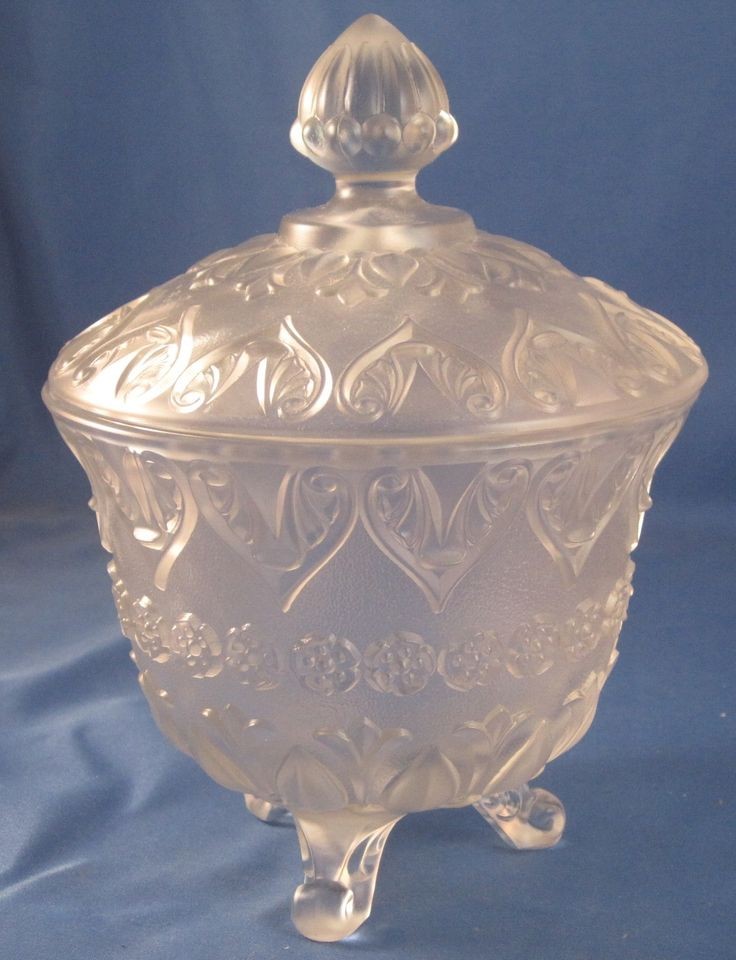 fenton satin finish lidded candy dish footed 