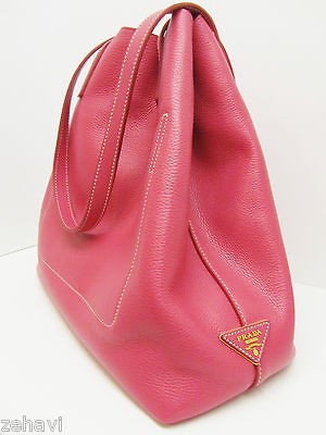 1,050 Prada Italy PINK Peonia Tote Handbag Vit Daino North/South 