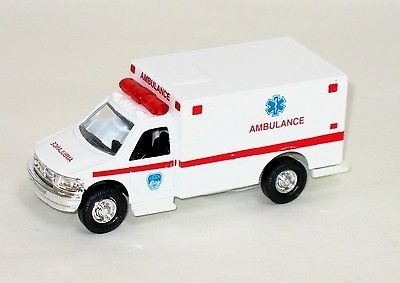 Kinsmart Ford E350 Ambulance FDNY 143 O Scale Pullback New White