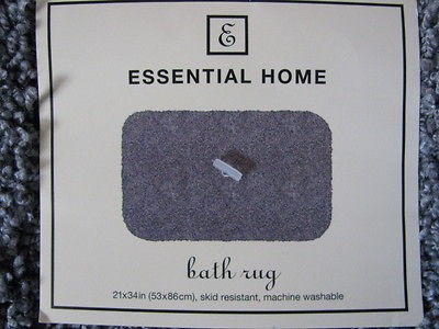 NWT LUXURY GRAY BATH RUG ~ 21 X 34 ~ WASHABLE NYLON & NON SKID BACK