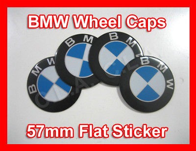 4x BMW blue and white logo Wheel Center Cap Sticker (flat) 57mm