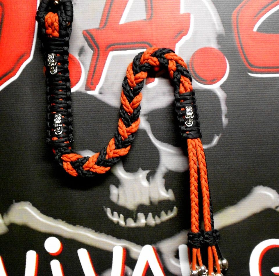 Black and Solar Orange, Motorcycle Get Back Whip, 4 strand new 