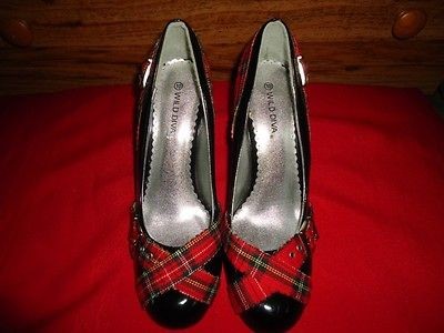 WOMENS PLAID WILD DIVA ROUNDED TOE HIGH HEELS SHOES SZ 10 NEW WITHOUT 