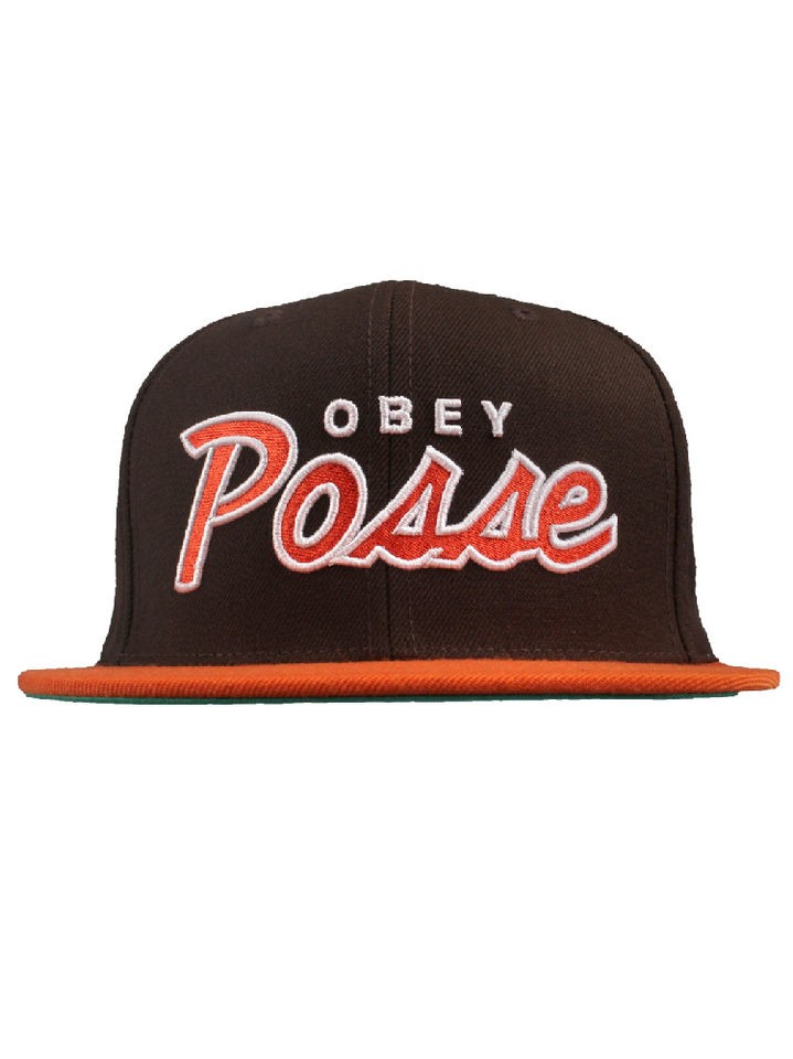   Mens Posse Adjustable Snapback Baseball Hat   Brown/Orange   NEW