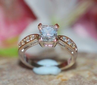 1ct created princess diamond White yellow 2 tone GP ring L 6