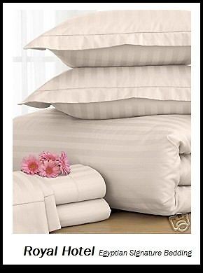 Wrinkle Free Stripe Ivory King 3pc Super Soft Microfiber Duvet Cover 