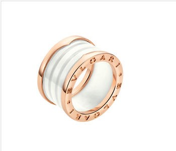 NEW LADIES BVLGARI 18K ROSE GOLD B ZERO1 WHITE CERAMIC 4 BAND RING 