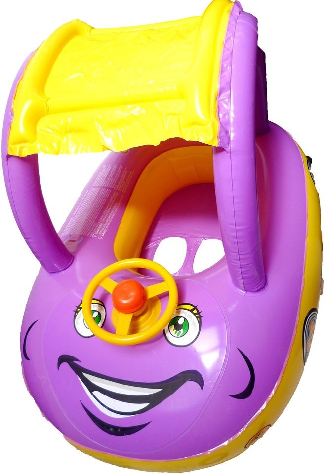 Yellow & Purple,Castle Baby Swim Seat/ Boat, With Steering & SUNSHADE 