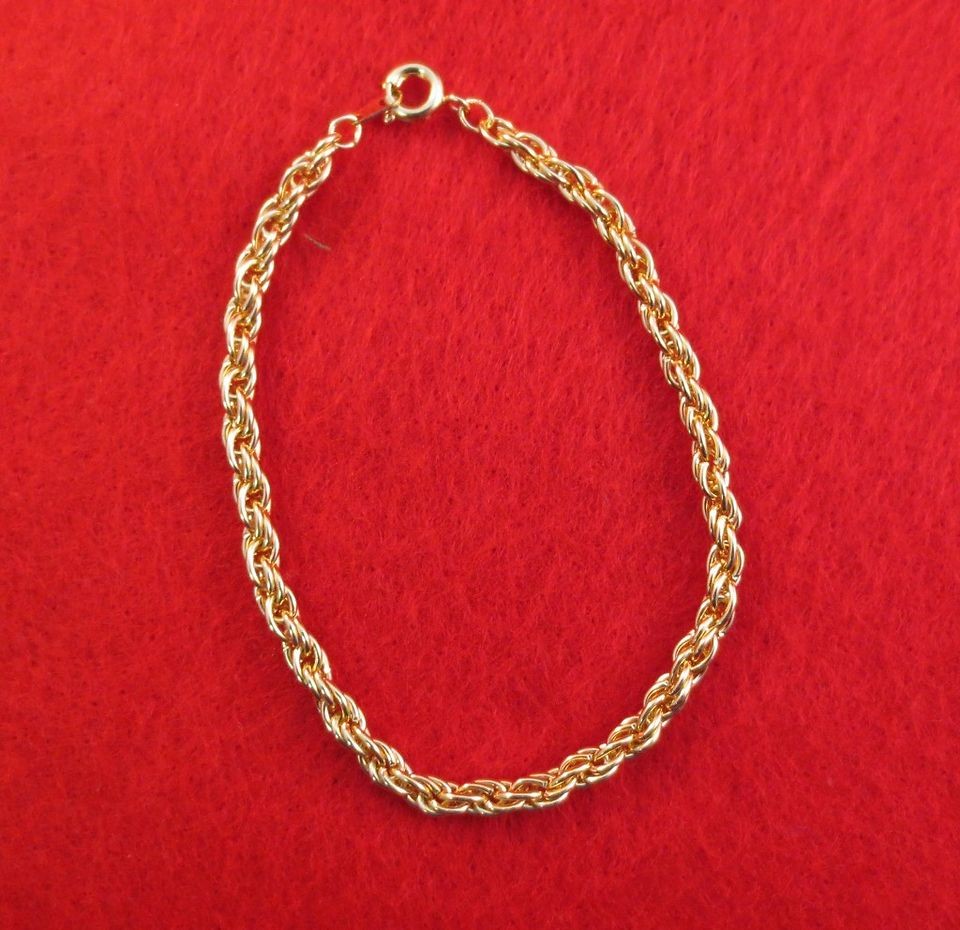 WHOLESALE LOT 5 PCS 14KT YELLOW GOLD EP 7 3.5MM FLEXIBLE ROPE CHAIN 
