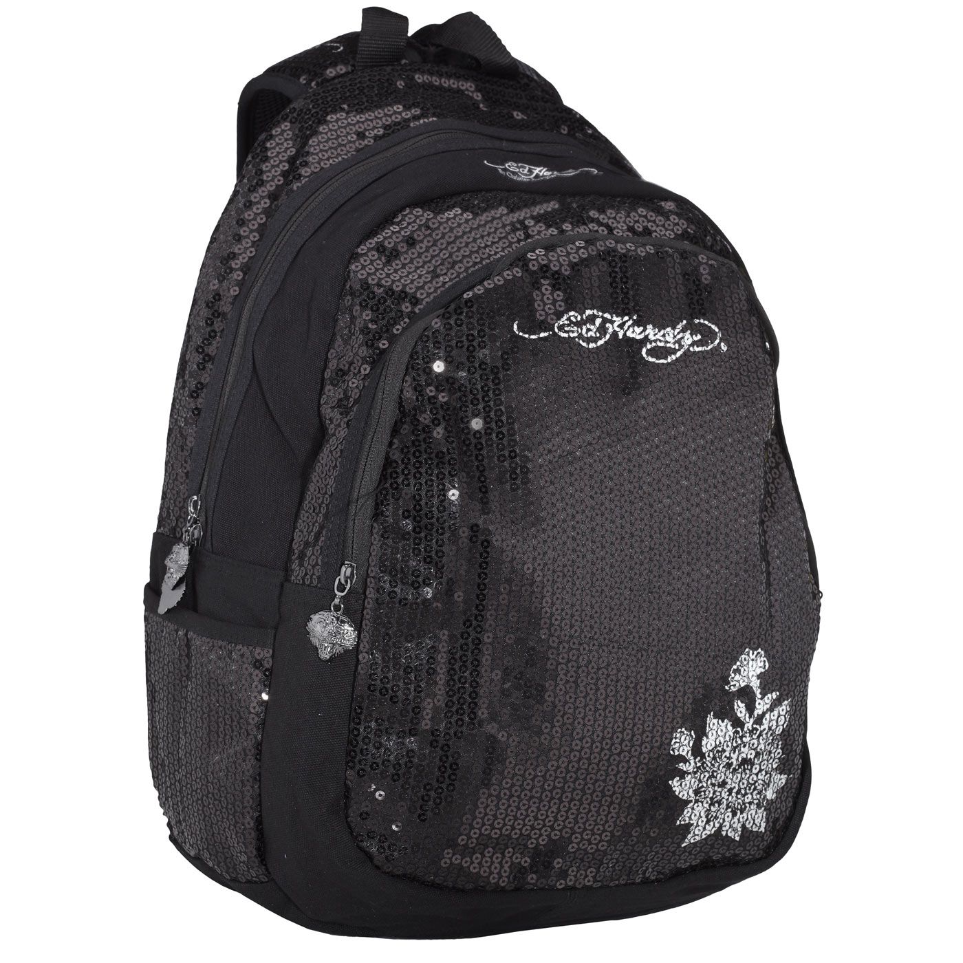 Ed Hardy Abigail Peony Sequin Backpack   Black