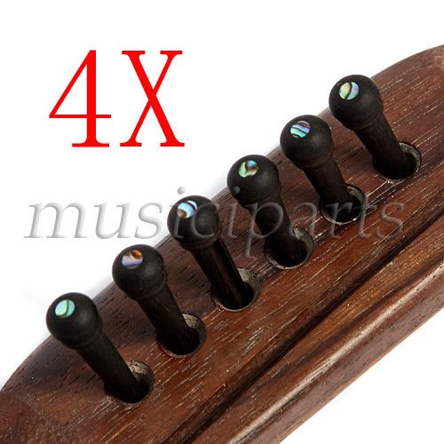 Set Martin Ebony Abalone Guitar Bridge Pin Set