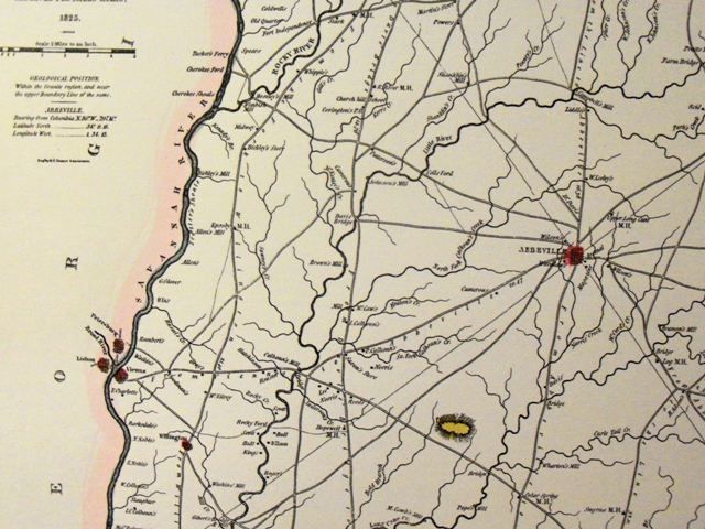 Abbeville County District South Carolina 1820 Map Hand Colored Reprint 