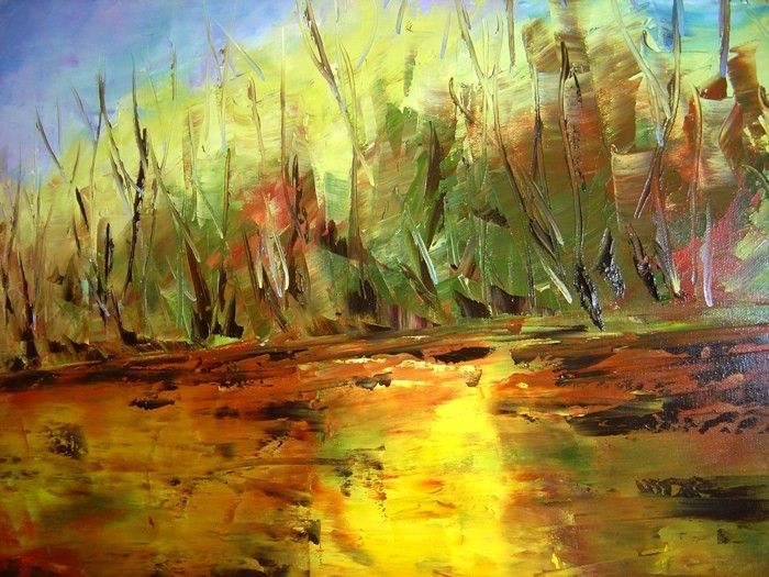   LANDSCAPE OIL KNIFE PAINTING Eugenia Abramson FINE ART IMPRESSIONISM