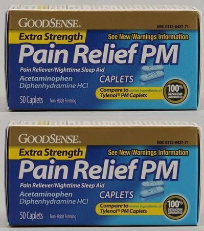   GoodSense Extra Strength PM Pain Relief 100 Caplets Tylenol PM Caplets