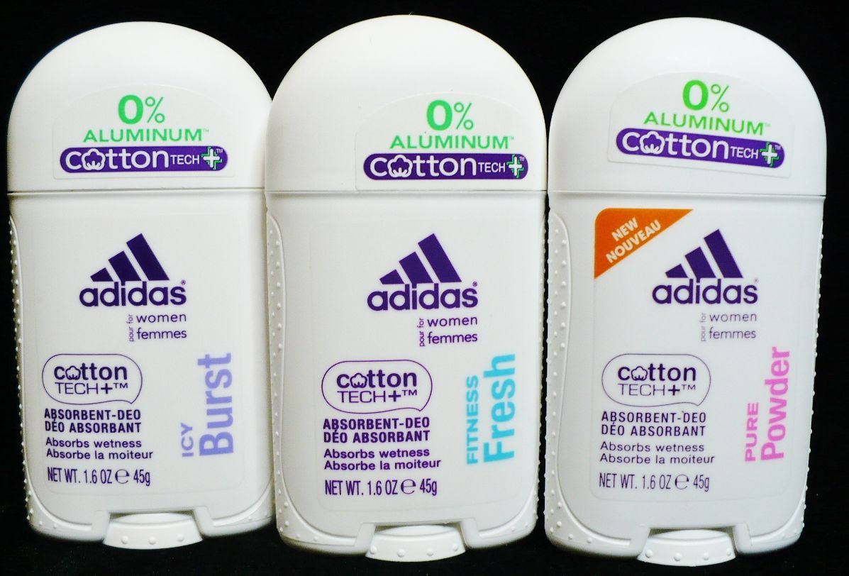 Adidas for Women Absorbent Deodorant 45g 0 Aluminum 3 Varieties