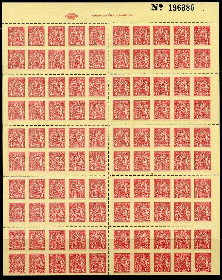 here s a full mint sheet of the 4 cent utah state