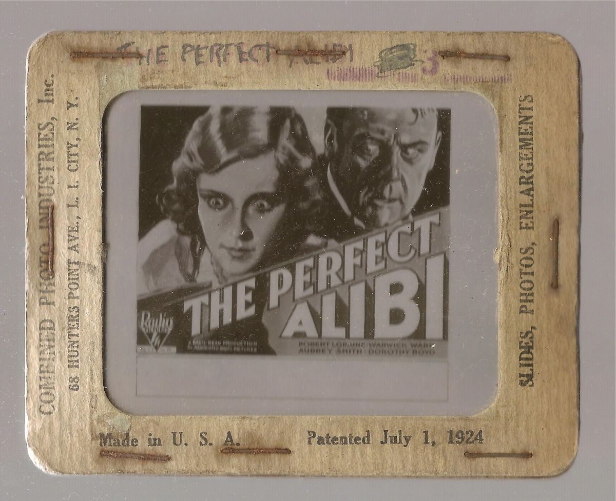 Vintage Silent movie glass lantern slide  The Perfect Alibi