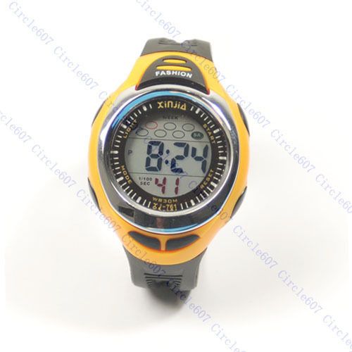 Awesome Yellow Waterproof Alarm Stopwatch Sports Watch