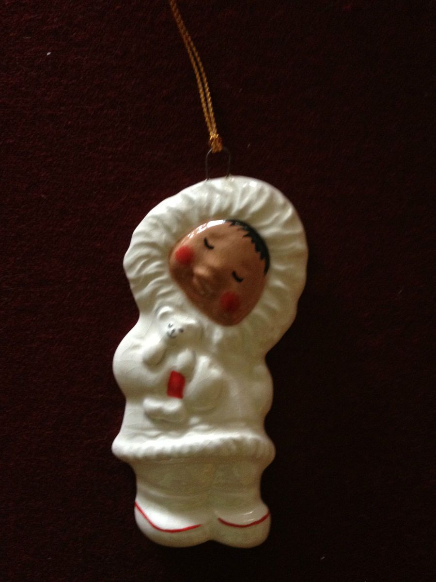 Alan Johnson Christmas Ornament Figurine Alaska Snowbabies Holding 