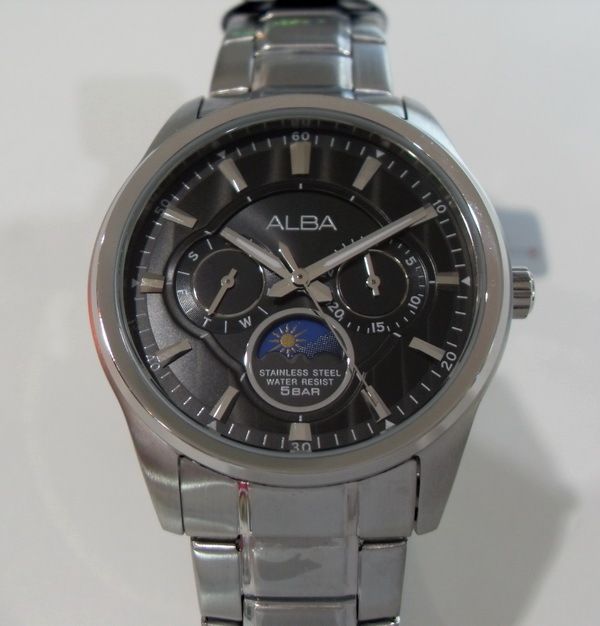 Alba Mens Watch Sun Moon 24H Stainless Steel AS5005X1