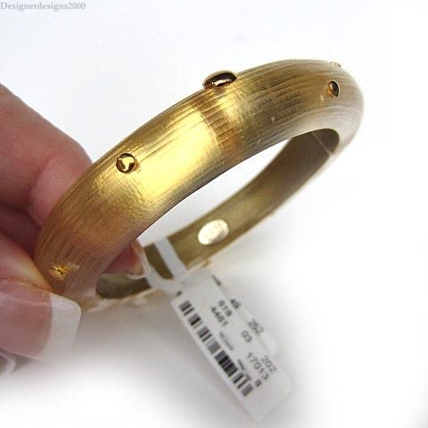 NWT $275 ALEXIS BITTAR Gold Studded HINGED Bangle Cuff BRACELET NWT