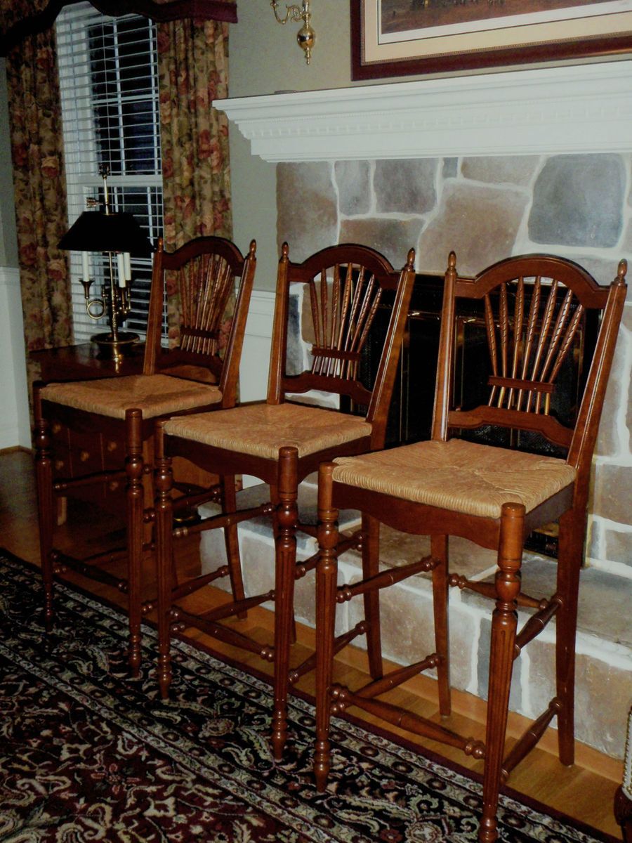 Ethan Allen Solid Cherry Counter Bar Stools Maison Renee Rush Seats 