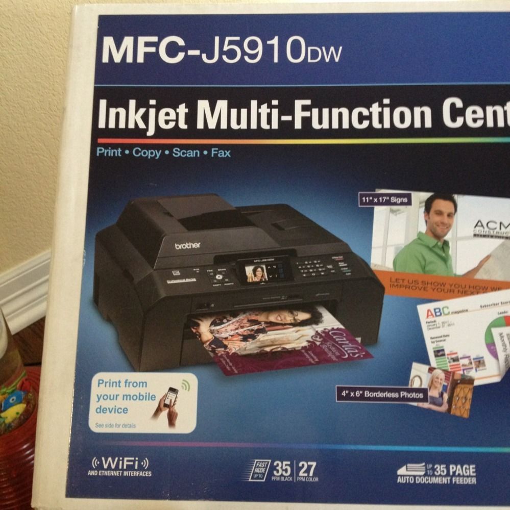 Brother MFCJ5910DW All in One Inkjet Duplex Wireless Printer Print 