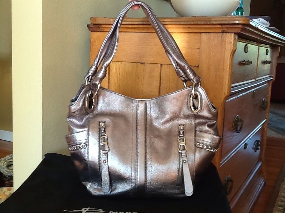 Makowsky Alice Metallic Shopper Hobo Handbag with Dust Bag