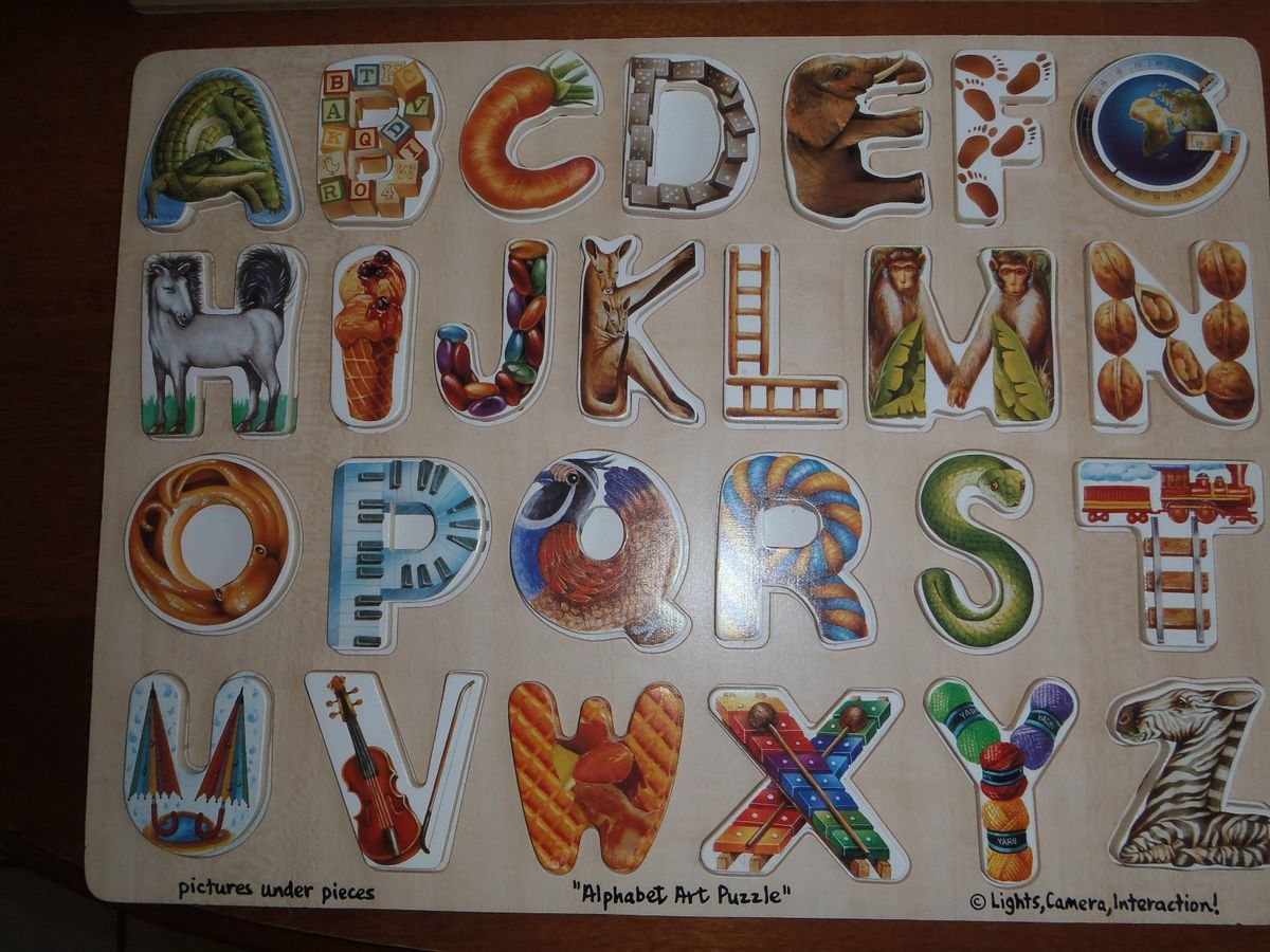 Melissa Doug Large Wooden Tray Jigsaw Puzzle Alphabet Art Puzzle