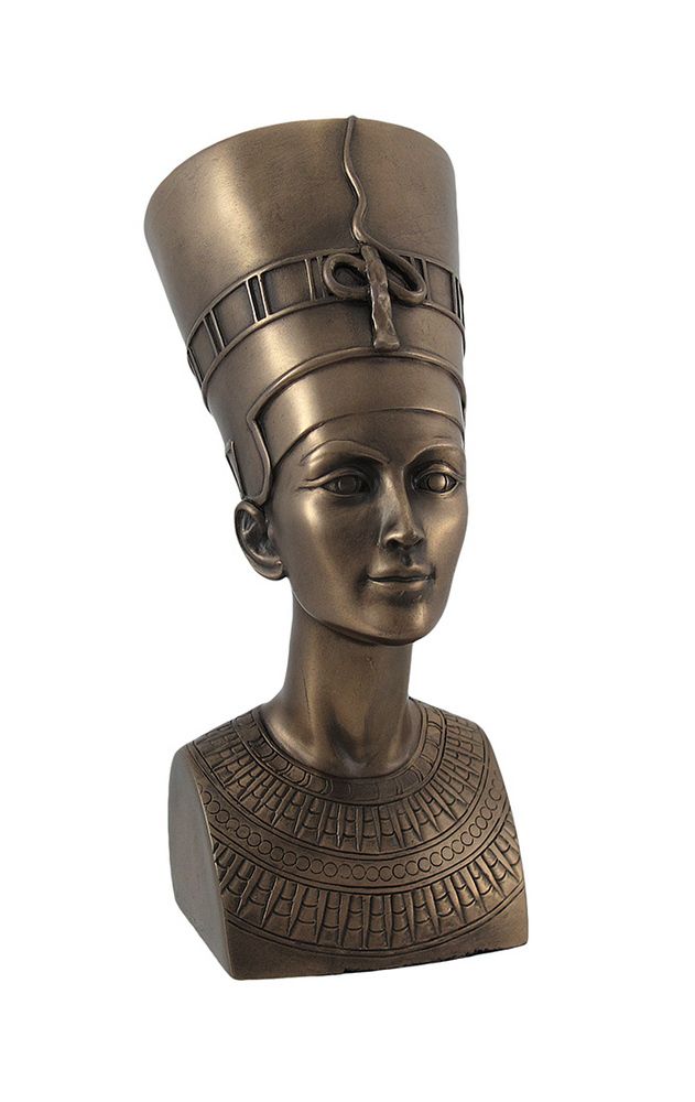 Bronze Finish Egyptian Queen Nefertiti Bust Statue Egypt