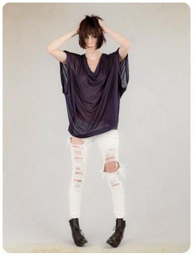 Alternative Apparel Oversized Silk Cowl Neck Tunic