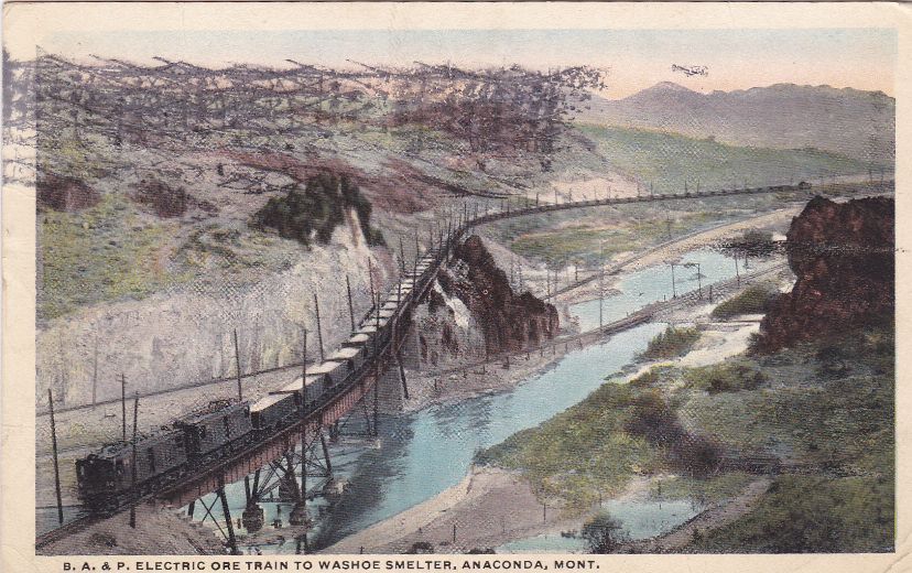 Ba P Electric Train Washoe Smelter Anaconda MT Postcard