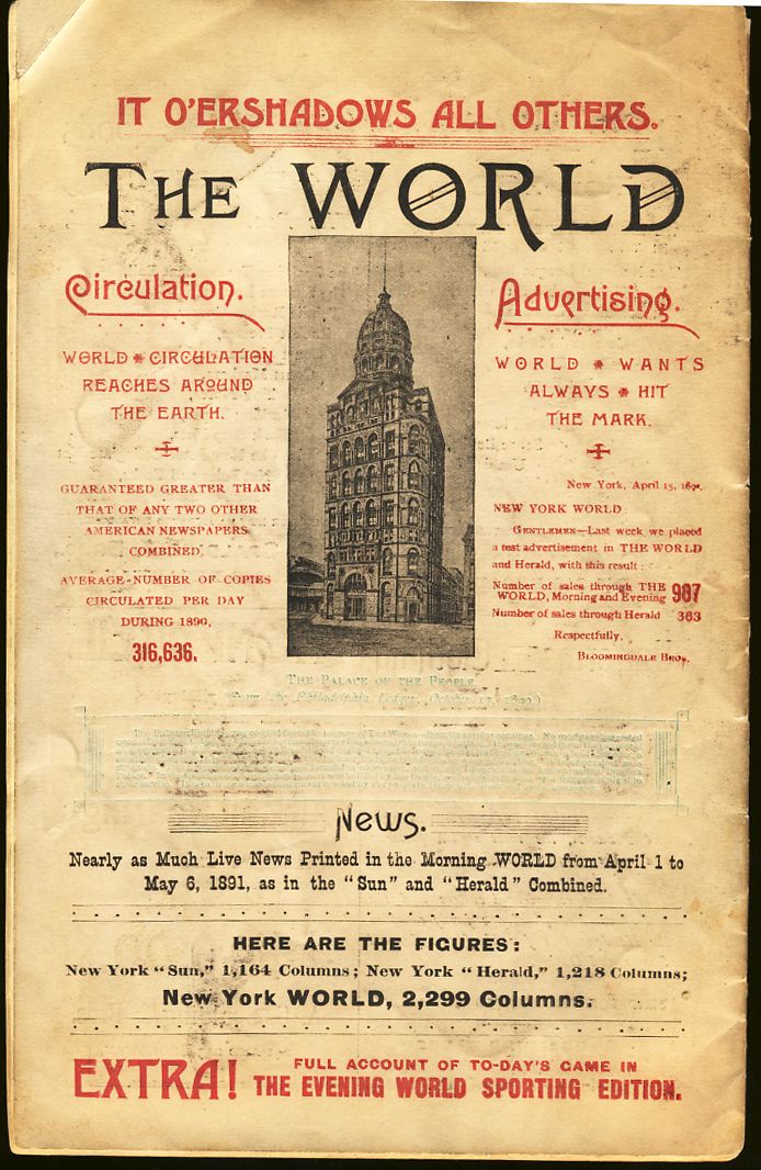 1891 Cleveland Spiders V New York Program CY Young HOF