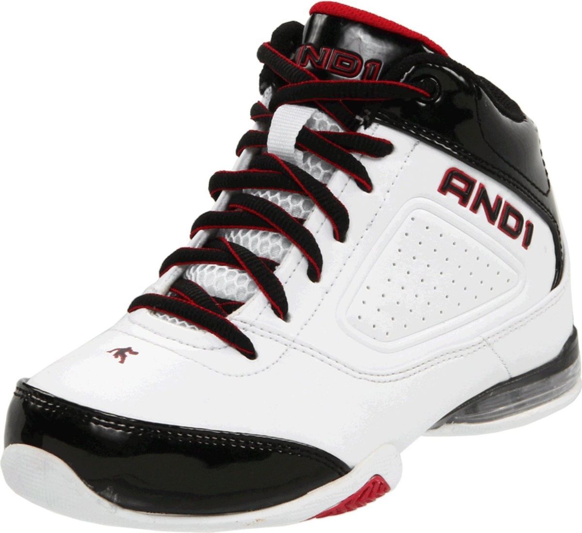 AND1 Release Mid Mens White Black Red Athletic Comfort Basketball 