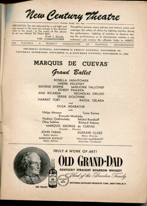 Marjorie Tallchief Andre Eglevsky Marquis de Cuevas Grand Ballet 1950 