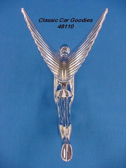 Hood Ornament Flying Goddess Chrome Winged Angel New