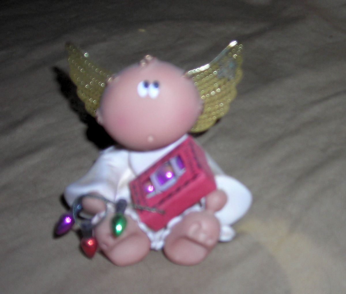 Kirks Kritters Angel Cheeks Ceramic Angel Figurine Ornaments Lights 