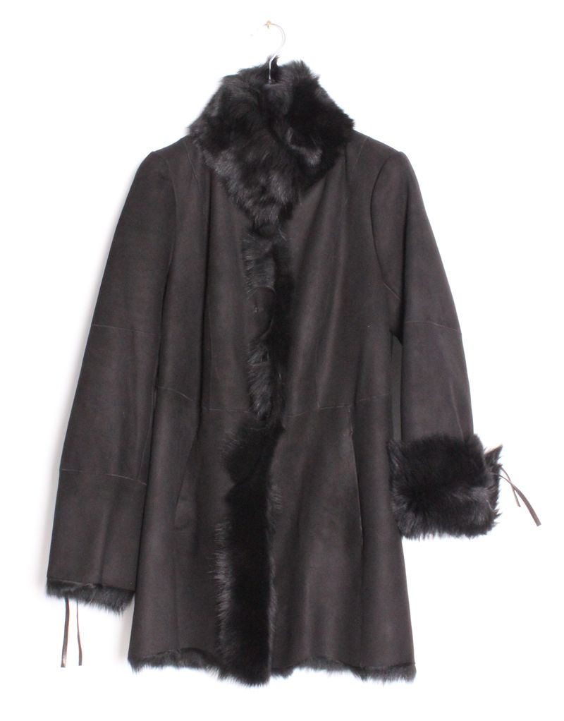 Andrew Marc Glitz Toscano Fully Lined Real Lamb Fur Shearling Black 