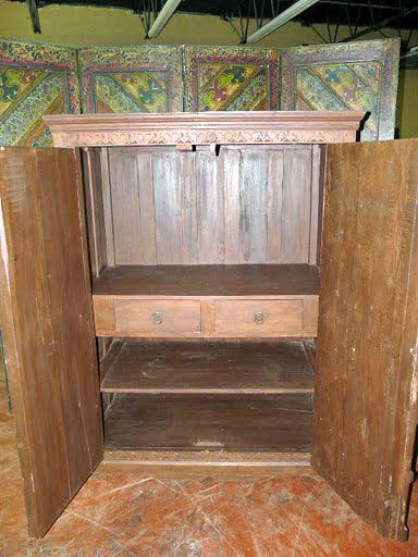 Old Door Antique Armoire TV Cabinet Hand Carved India Furniture Rustic 