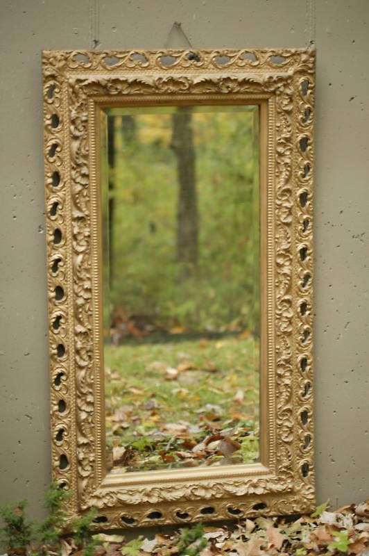   52 Antique Victorian Deep Acanthus Leaf Gold Mantel Beveled Mirror VG