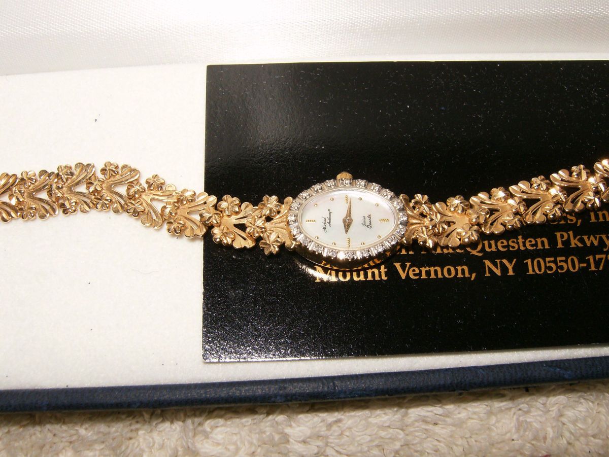 Authentic Vintage Michael Anthony 14 KT Yellow Gold Womens Watch Pre 