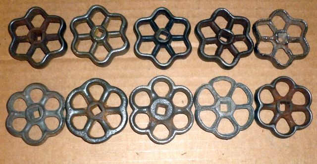 Lot of 10 Vintage Antique Cast Iron Valve Handles Water Faucet Knobs 