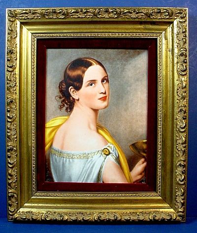 VINTAGE GERMAN R.P.M. “ANTONIA VON OTT” FRAMED PORCELAIN PICTORIAL 