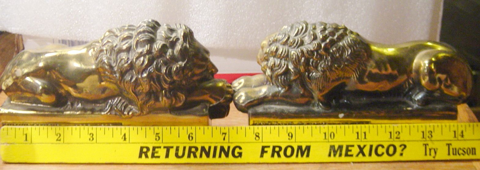 Vintage CAST METAL Lion BOOK ENDS Marked ANTONIO CANOVA 1757 1822