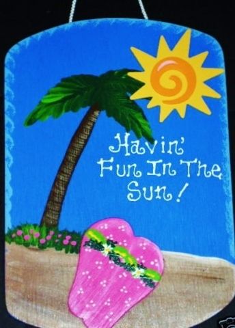 7x11 FUN IN SUN Tropical SIGN Beach Pool Tiki Bar Deck Patio Plaque 