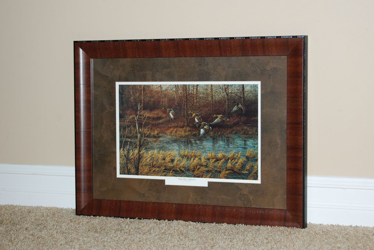 TERRY REDLIN CUSTOM FRAMED MATTED APPLE RIVER MALLARDS DUCKS