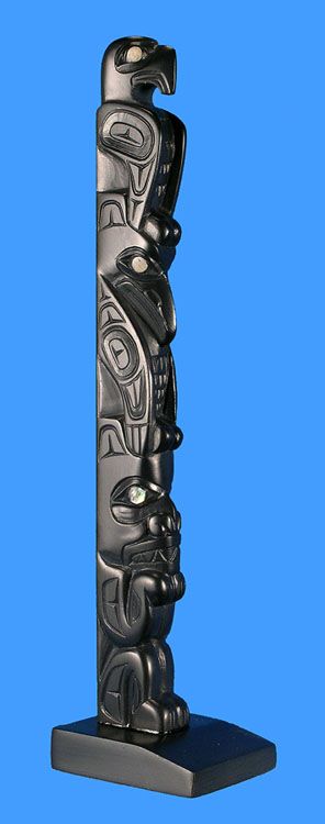 Fine Haida Argillite Totem Pole Northwest Coast Art