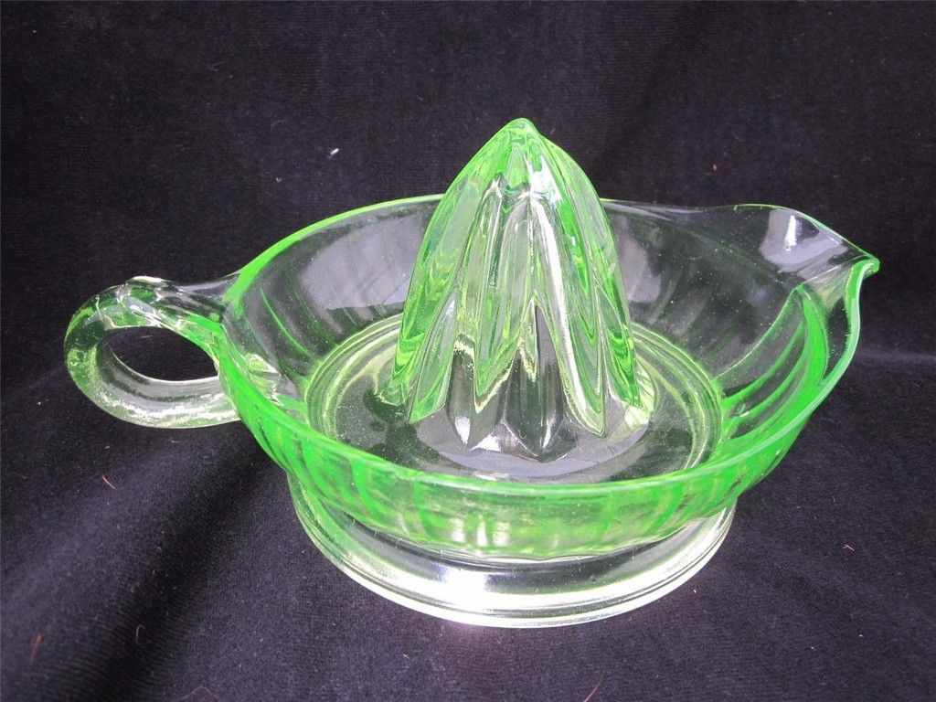 Vintage Depression Green Vaseline Glass Juicer Reamer