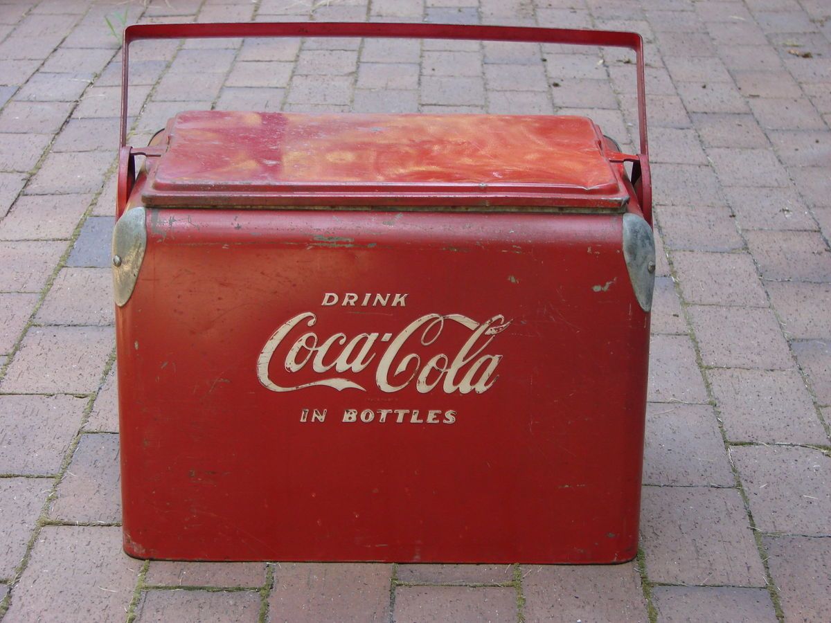   Original Coca Cola Metal Coke Cooler Acton Mfg Co Arkansas City Kansas