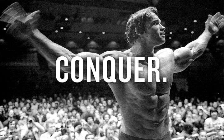 ARNOLD SCHWARZENEGGER   BODYBUILDING WORKOUT POSTER   CONQUER